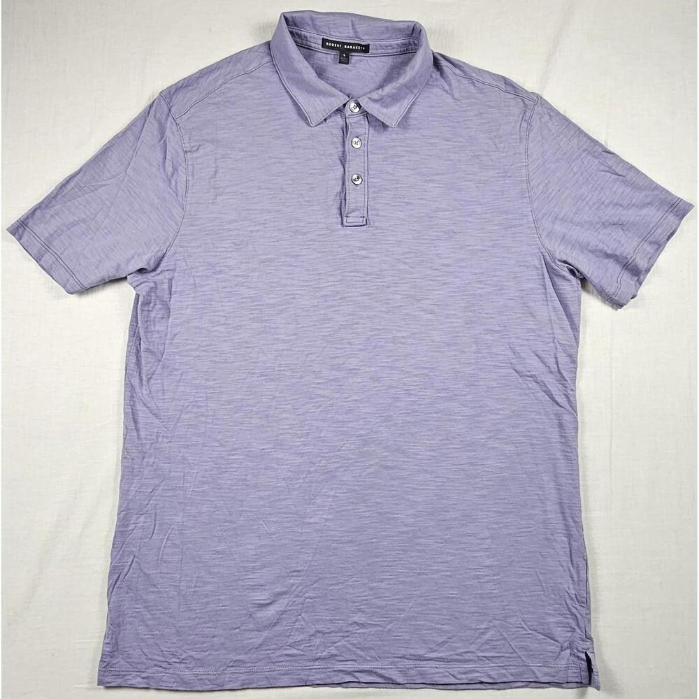 Robert Barakett Polo Shirt Mens Large Light Lavender Purple SS Preppy‎ Cotton